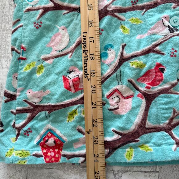 Nick & Nora Christmas Cardinal Birdhouse Flannel Pajama Set Blue Holiday Sz M - Picture 7 of 12